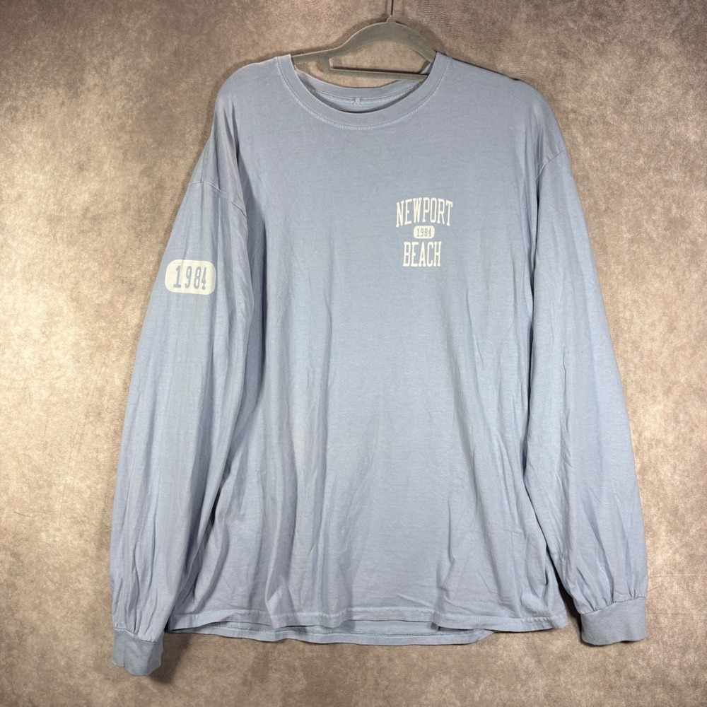 J. Galt T-Shirt Womens OS Blue Newport Beach 1984 Graphic Long Sleeve TeeCasual